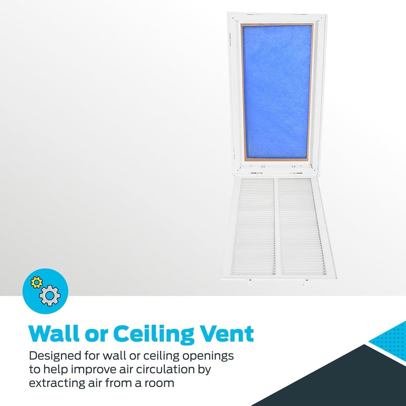 EZFLO 12 x 24 Inch (Duct Opening) Return Air Vent Cover for Wall or Ceiling, Solid Steel Return Air Filter Grille, HVAC Vent Cover, White, 61668 - Image 3